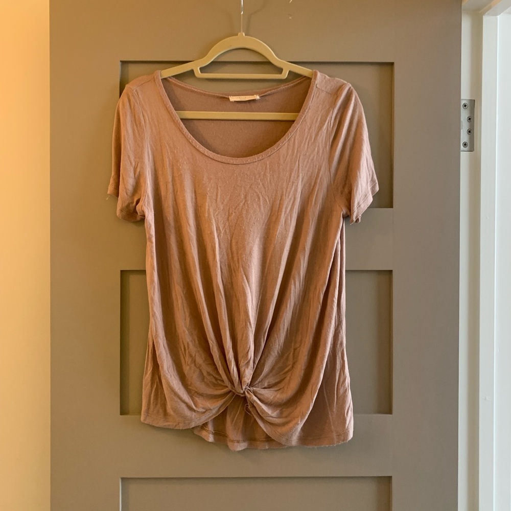 Wasabi + Mint Tie Gather Tan Tee